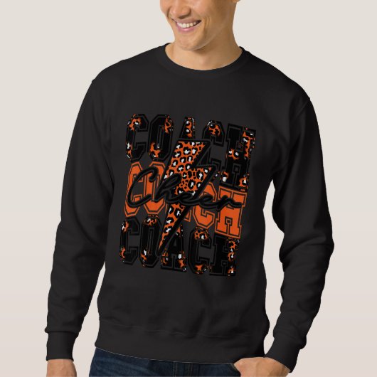 Sweatshirt Cheer Coach Lightning Bolt Cheer Leopard Orange Bl (Devant)