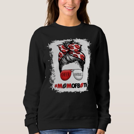 Sweatshirt Cheer Football Cheerleading Mom Of Both Messy Hair (Devant)