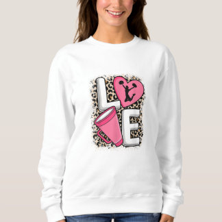 Sweatshirt Cheer Love empreinte de léopard en rose