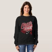 Sweatshirt Cheer Memaw Biggest Fan Leopard Print And Pom Pom (Devant entier)