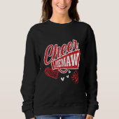 Sweatshirt Cheer Memaw Biggest Fan Leopard Print And Pom Pom  (Devant)