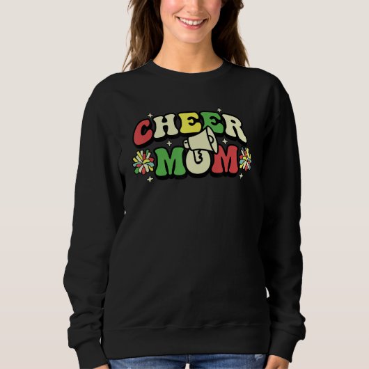 Sweatshirt Cheer Mom Leopard Letters Cheer Pom Poms (Devant)
