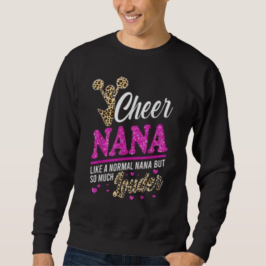 Sweatshirt Cheer Nana Biggest Fan Leopard Print And Pom Pom 1 (Devant)