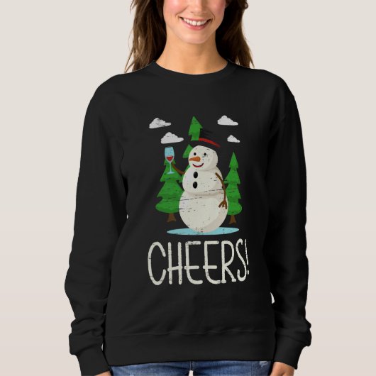Sweatshirt Cheers Santa Claus Snowman Happy Holidays (Devant)