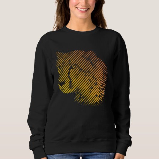 Sweatshirt Cheetah Face in Red and Orange Stripes for Cheetah (Devant)