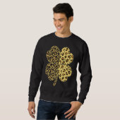 Sweatshirt Cheetah Leopard Print Shamrock St Patricks Day Luc (Devant entier)