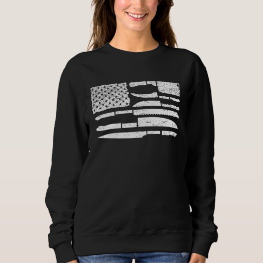 Sweatshirt Chef American Flag Kitchen Knives Cooking Patrioti (Devant)