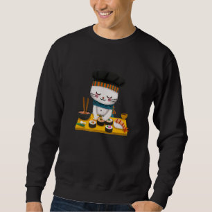 Sweatshirt Chef Chat Sushi Japonais Neko