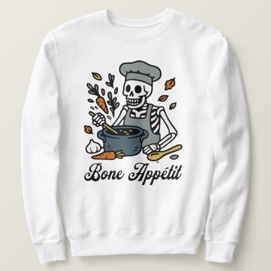 Sweatshirt Chef squelette Halloween - Éffrayant Automne Cuisi (Design devant)