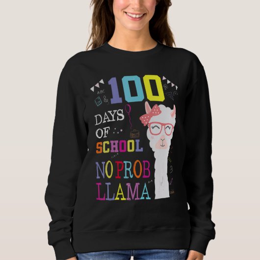 Sweatshirt Chemise 100 Jours D'école Pas De Probllama Lama 10 (Devant)