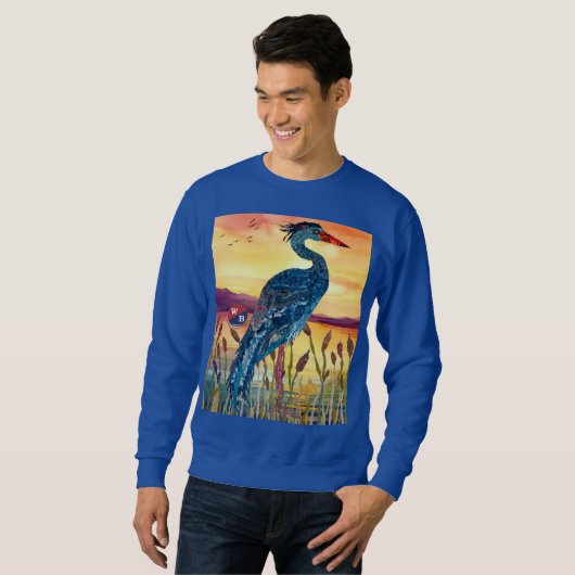 Sweatshirt Chemise à manches longues Blue Heron Sunset (Devant entier)