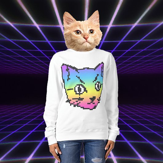 SWEATSHIRT CHEMISE À MANCHES LONGUES VIDEO KITTY CAT EN PIXEL