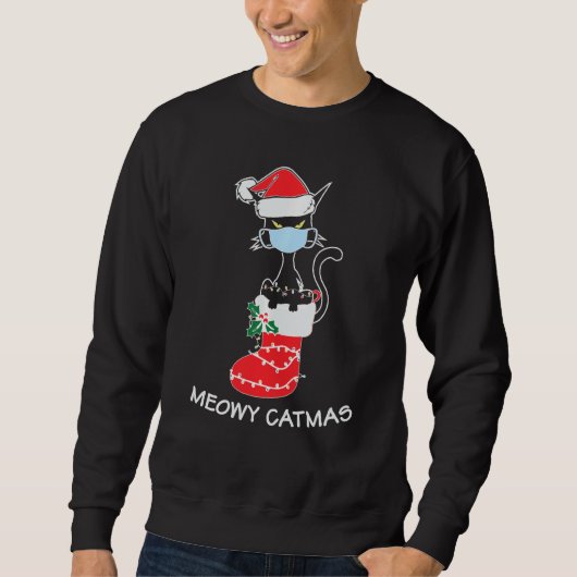 Sweatshirt Chemise Arbre De Noël Pour Chat Maman Papa Meowy C (Devant)