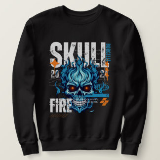 Sweatshirt Chemise Blue Flame Skull - Streetwear Audacieux