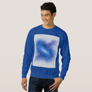 Sweatshirt Chemise Cosmic Blue Galaxy Art sur fond blanc