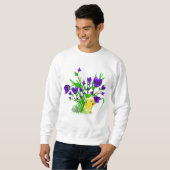 Sweatshirt Chemise de floraison de poussin de Pâques de (Devant entier)
