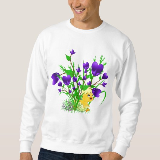 Sweatshirt Chemise de floraison de poussin de Pâques de (Devant)