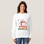 Sweatshirt Chemise de Noël bonhomme de neige pour femmes (Devant entier)