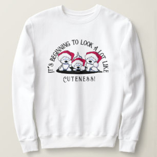 Sweatshirt Chemise de Noël KiniArt Westie Trio