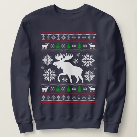 SWEATSHIRT CHEMISE DE NOËL LAIDE DE MOOSE DRÔLE NOËL (Design devant)