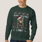 Sweatshirt Chemise de Noël laide personnalisée pour chat avec (Devant)