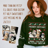 Sweatshirt Chemise de Noël laide personnalisée pour chat avec