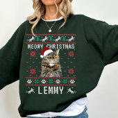 Sweatshirt Chemise de Noël laide personnalisée pour chat avec