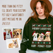 Sweatshirt Chemise de Noël laide personnalisée pour chien ave