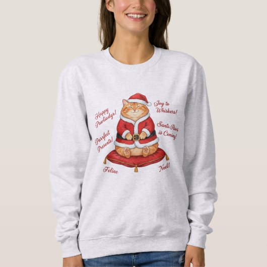 Sweatshirt Chemise de Noël pour chat Santa Paws (Devant)