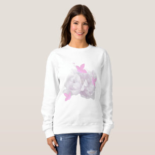 Sweatshirt Chemise en sueur douce de pivoines et de papillons