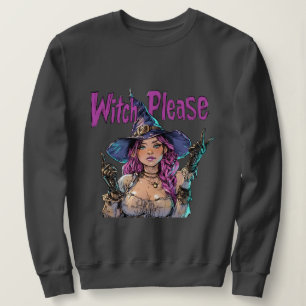 Sweatshirt Chemise graphique de Halloween « Witch Please » –
