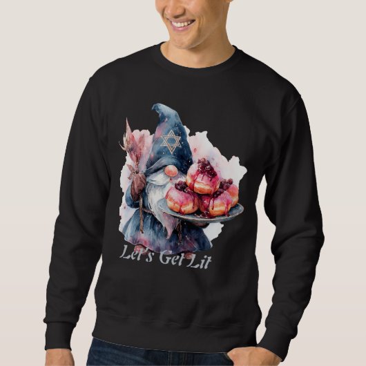 Sweatshirt Chemise Hanukkah Magicien avec Donuts (Devant)
