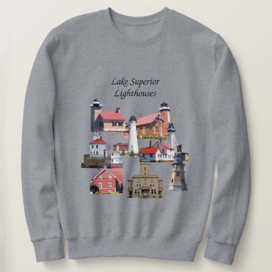 Sweatshirt Chemise Lake Superior Lighthouses noir lettrage (Design devant)