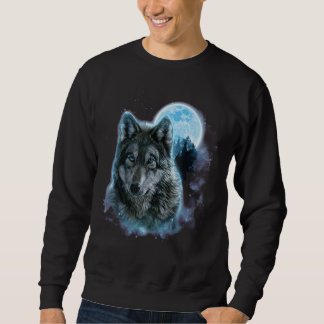 Sweatshirt Chemise Loup, Terrain De Chasse Loup Gris, Lune Ic