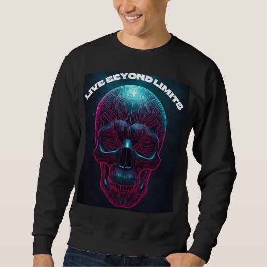Sweatshirt Chemise "Neon Skull Live Beyond Limits" (Devant)