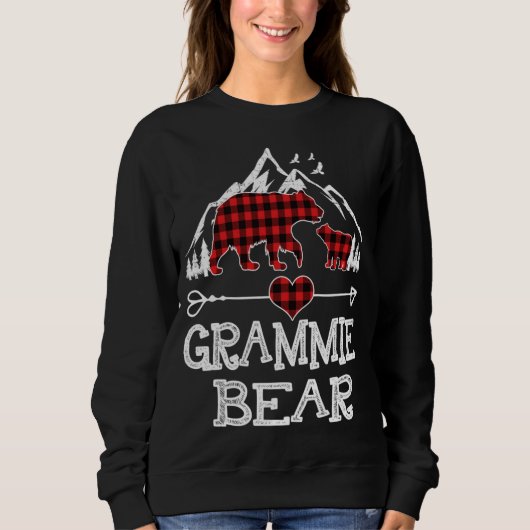 Sweatshirt Chemise Ours Grammie, Buffalo Rouge Plaid Ours Gra (Devant)
