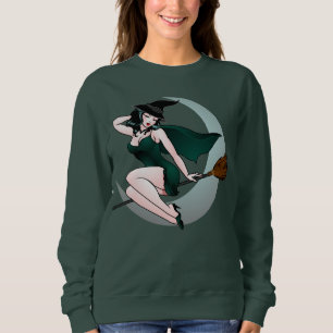 Sweatshirt Chemise rétro de pin-up de sorcière pour Halloween