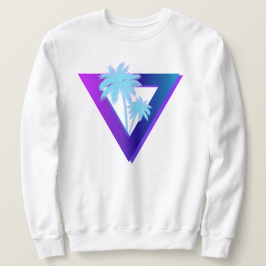 SWEATSHIRT CHEMISE RETROWAVE SYNTHWAVE PALMIERS TRIANGLE (Design devant)