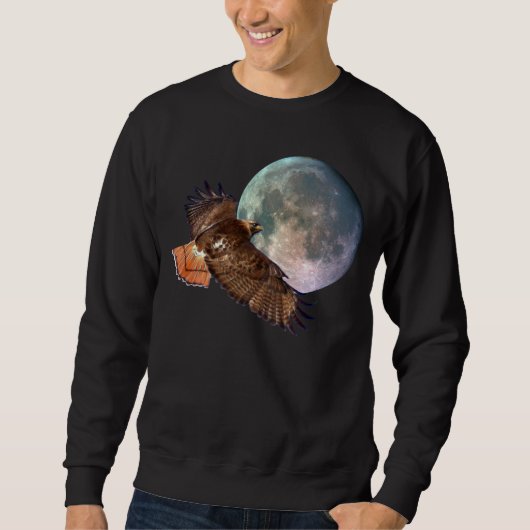 Sweatshirt Chemise sauvage Red Tail Hawk & Pleine lune (Devant)