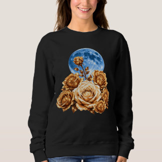Sweatshirt Chemise vintage Blue Moon & Golden Roses, Élégante