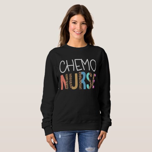 Sweatshirt Chemo Nurse Bohemian Cheetah Leopard Print Pattern (Devant entier)