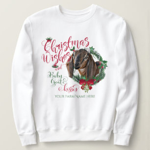 Sweatshirt CHÈQUE Noël Voeux Bébé Chèvre Baisers Nubian