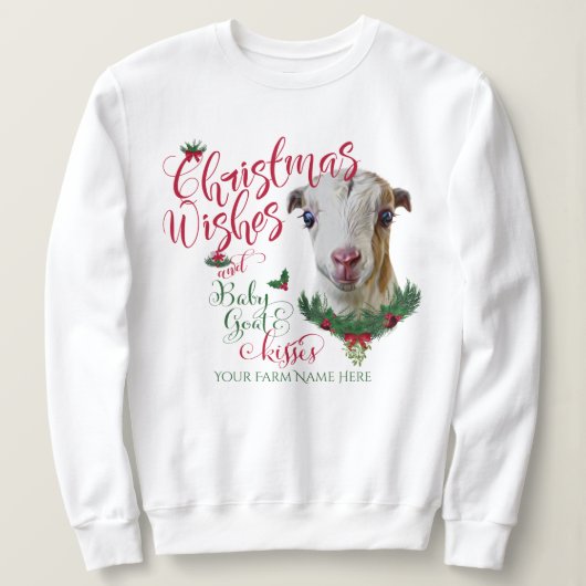 Sweatshirt CHÈQUE | voeux de Noël Bébé Chèvre Baisers LaManch (Design devant)