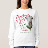 Sweatshirt CHÈQUE | voeux de Noël Bébé Chèvre Baisers LaManch (Devant)