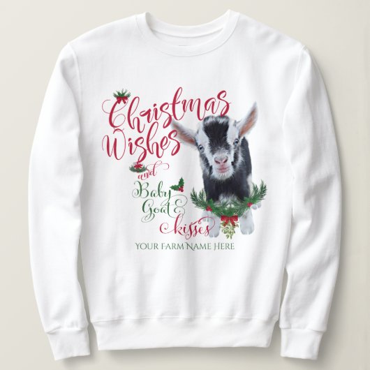 Sweatshirt CHÈQUE | voeux de Noël Bébé Chèvre Baisers Nigéria (Design devant)