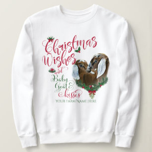Sweatshirt CHÈQUE voeux de Noël Bébé Chèvre Baisers Nubian