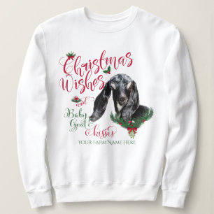 Sweatshirt CHÈQUE voeux de Noël Bébé Chèvre Baisers Nubian