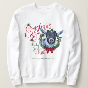 Sweatshirt CHÈQUE voeux de Noël Bébé Chèvre Baisers Pygmée
