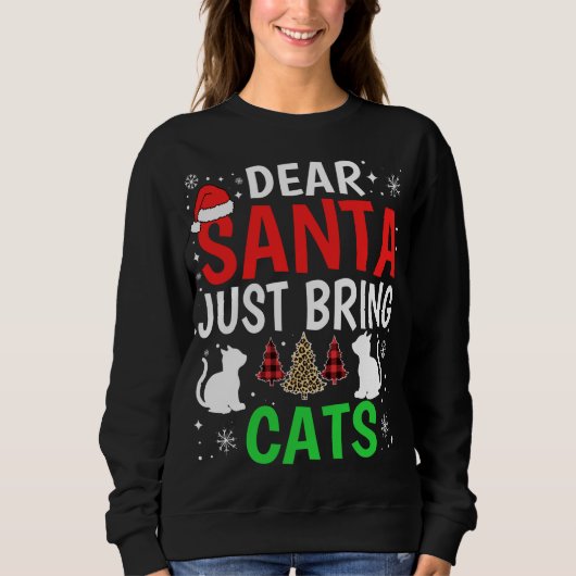Sweatshirt Cher Père Noël Apporte juste Chats Drôle Noël Chat (Devant)