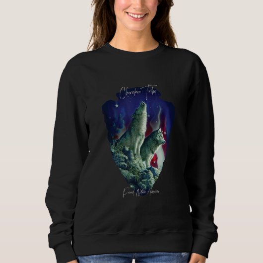 Sweatshirt Cherokee American Indian Tribe Wolf Pride Howling (Devant)